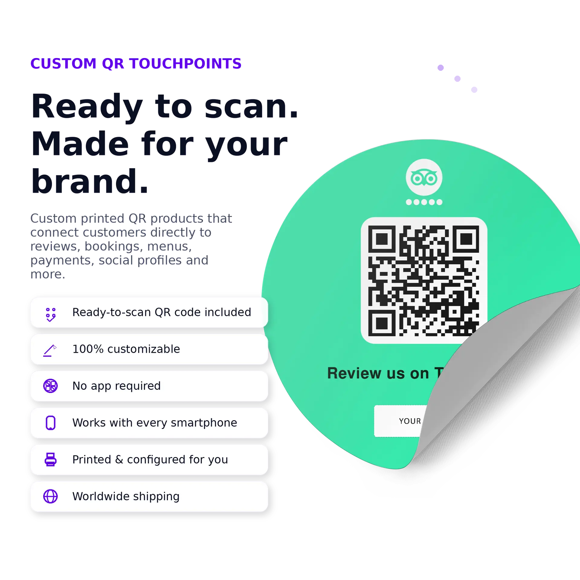 Tripadvisor Review QR Code Sticker Round