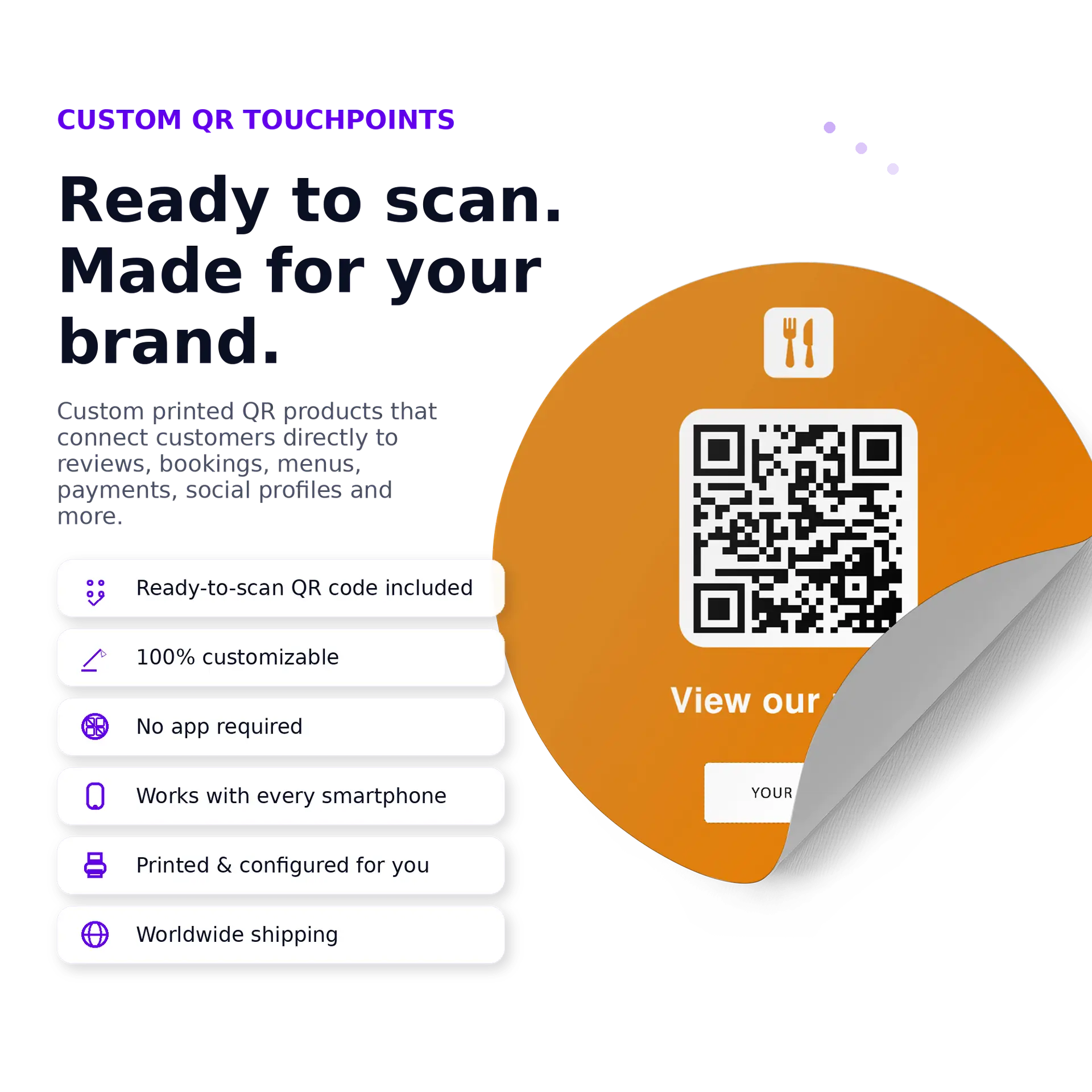 Website Menu QR Code Sticker Round