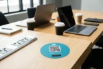 WiFi Landing Page QR Code Sticker Round - Image 2