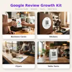 Google Review Growth Kit — business cards, stickers, flyers and table tents